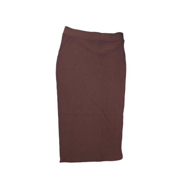 Bar III Womens Midi Skirt Size Medium Stretch Pencil Brown Pull‎ On - Picture 2 of 6